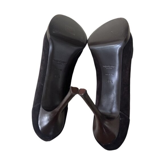 Yves Saint Laurent retro brown suede heels size 38.5 - Picture 5 of 8